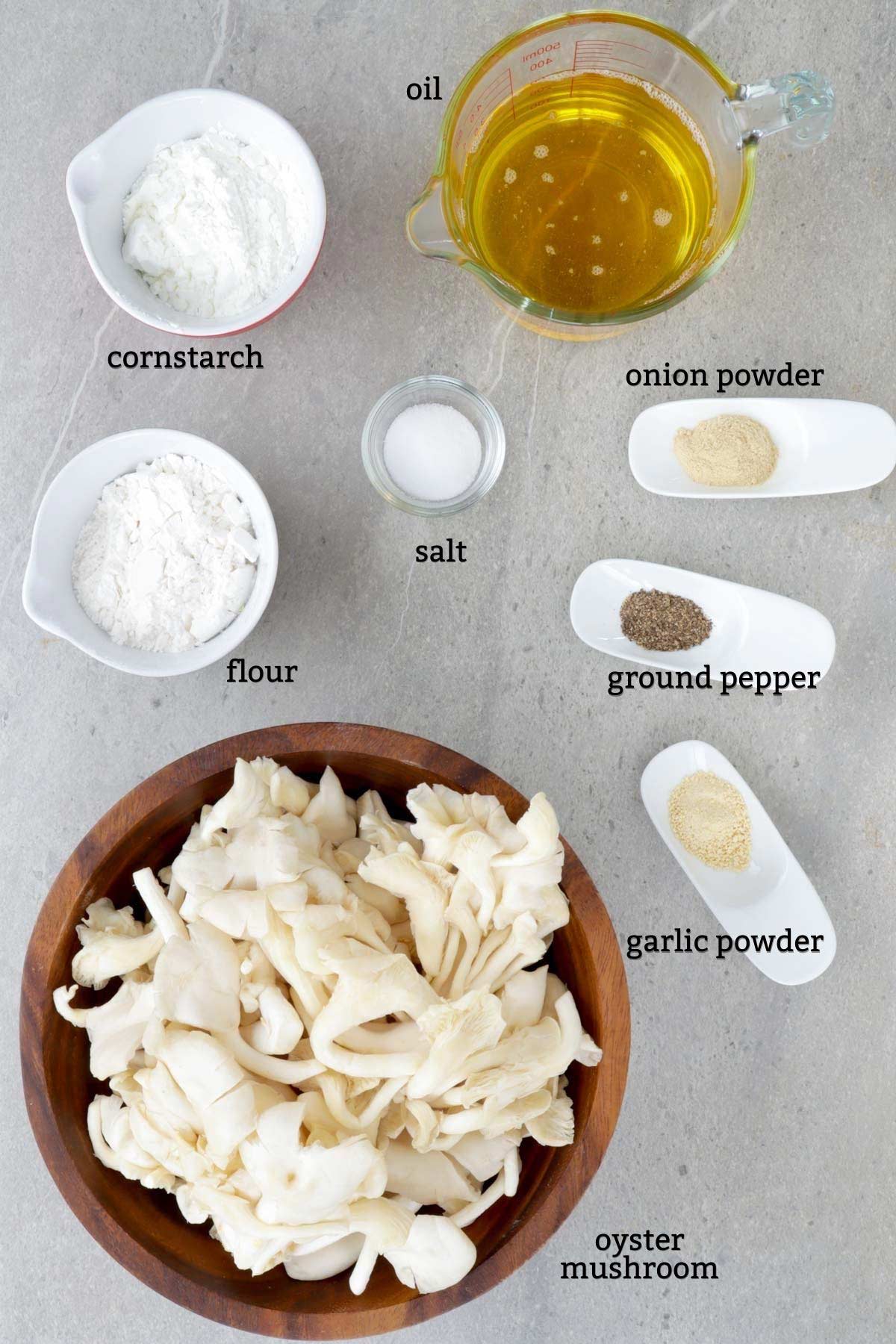 Ingredients for Mushroom Chips.