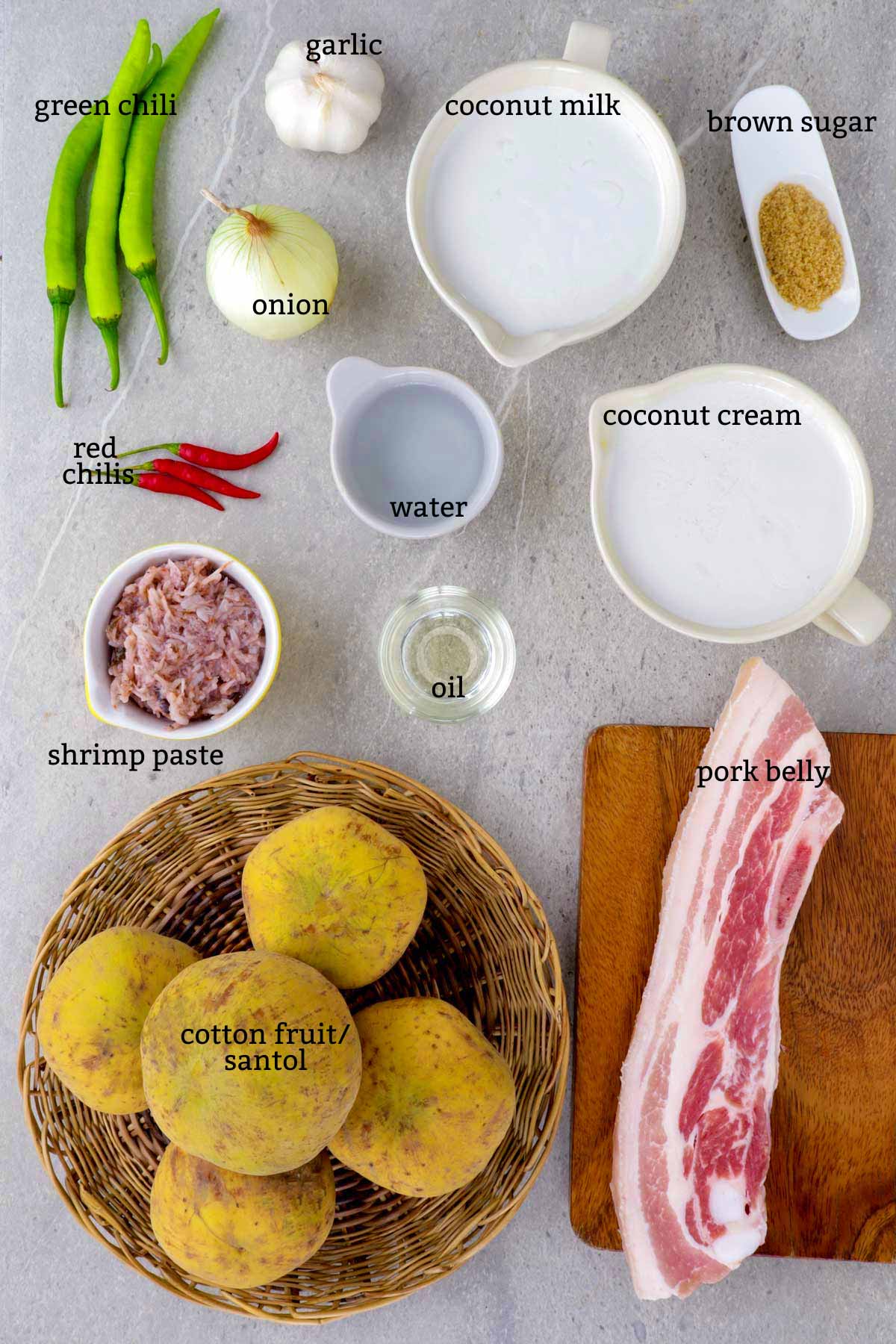 Ingredients for Sinantolan.