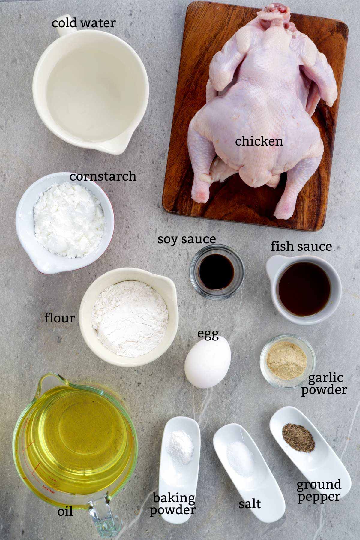 Ingredients for Whole Fried Chicken.