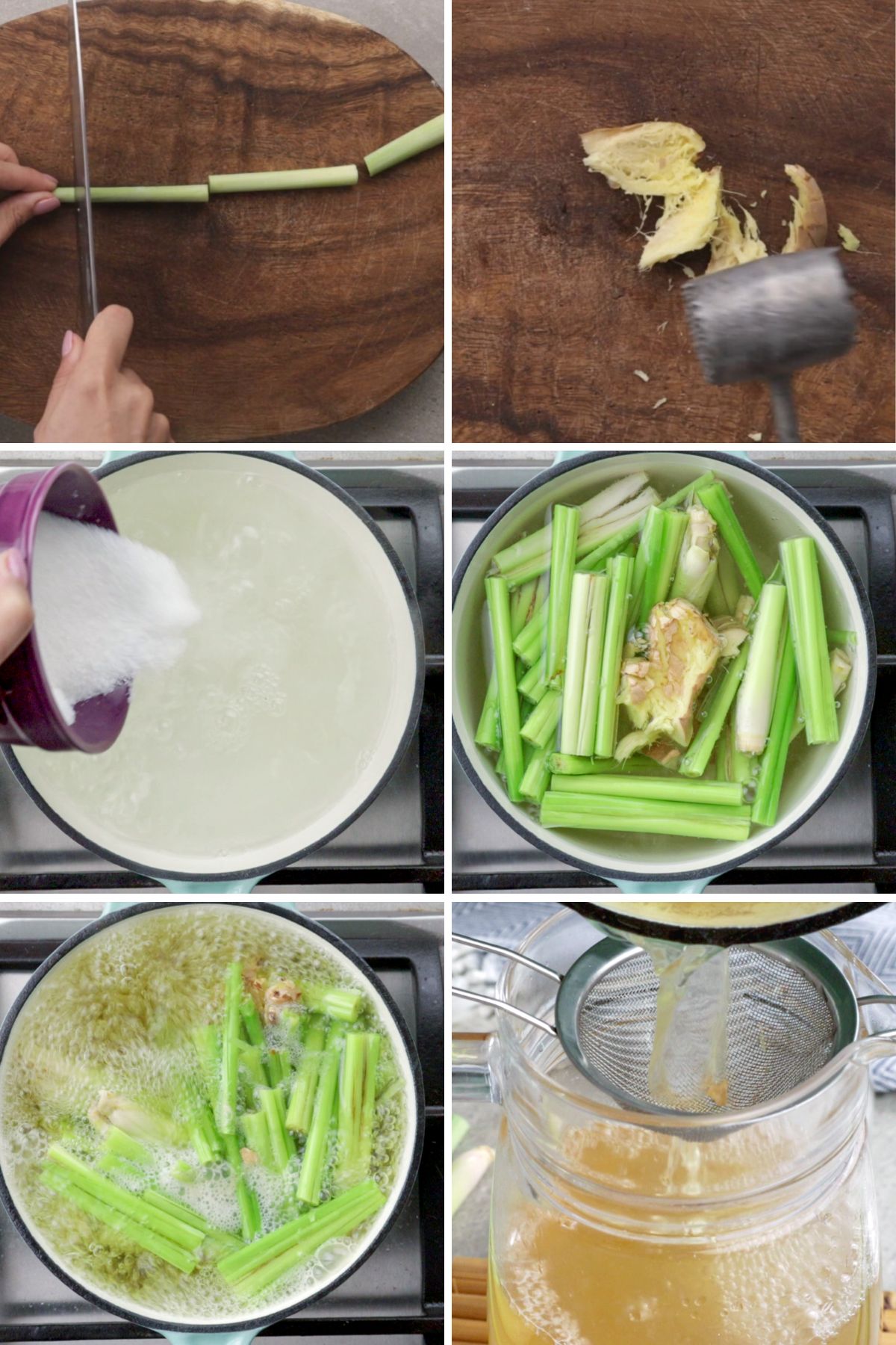 Steps in making lemongrass juce.