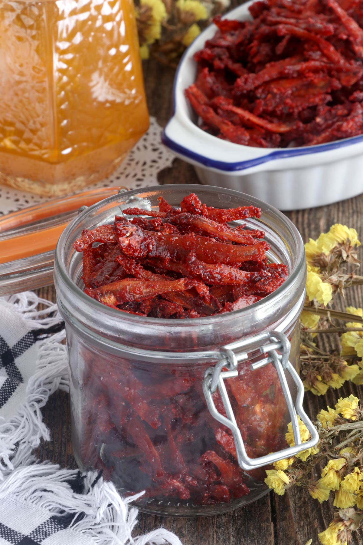 Sweet and Spicy Dilis in an airtight container for safe storage.