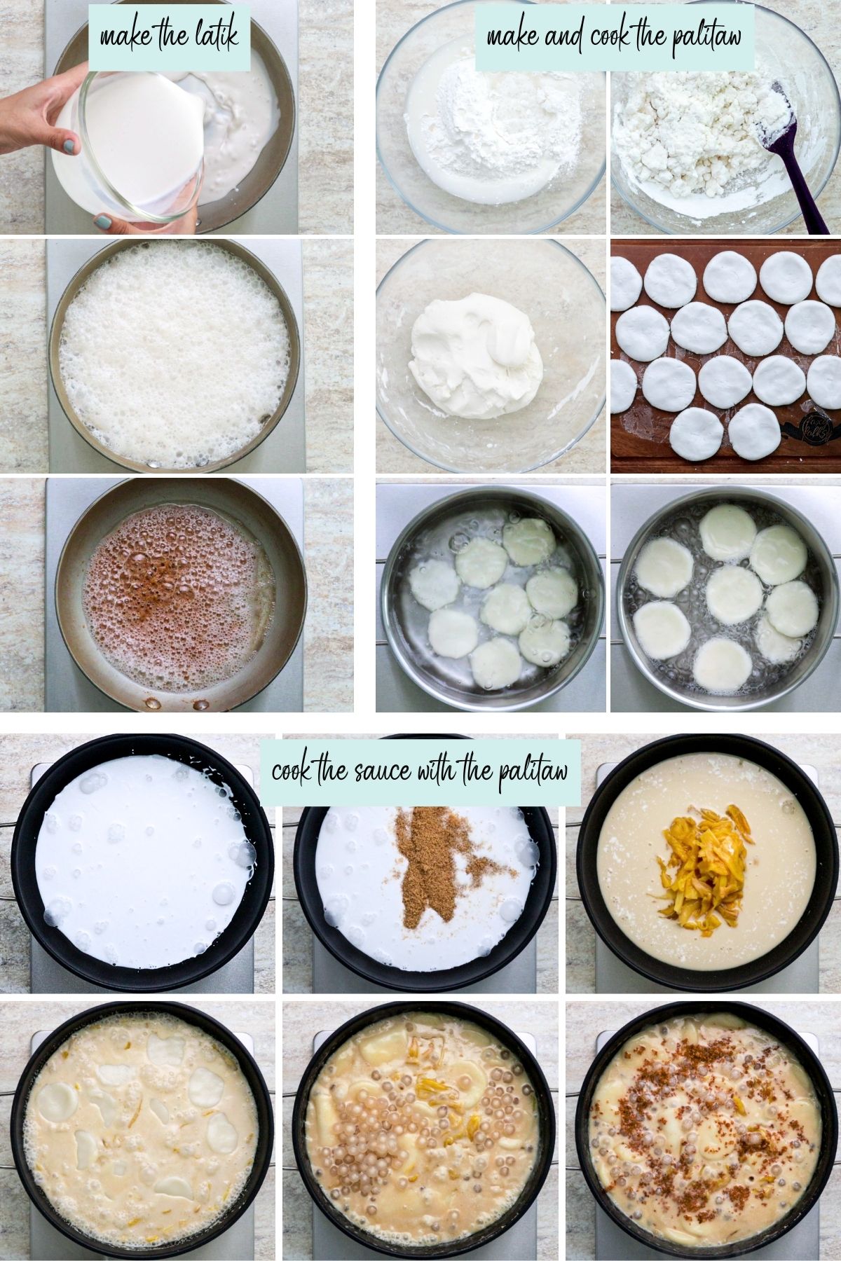 Step-by-step photos on how to cook palitaw sa latik.
