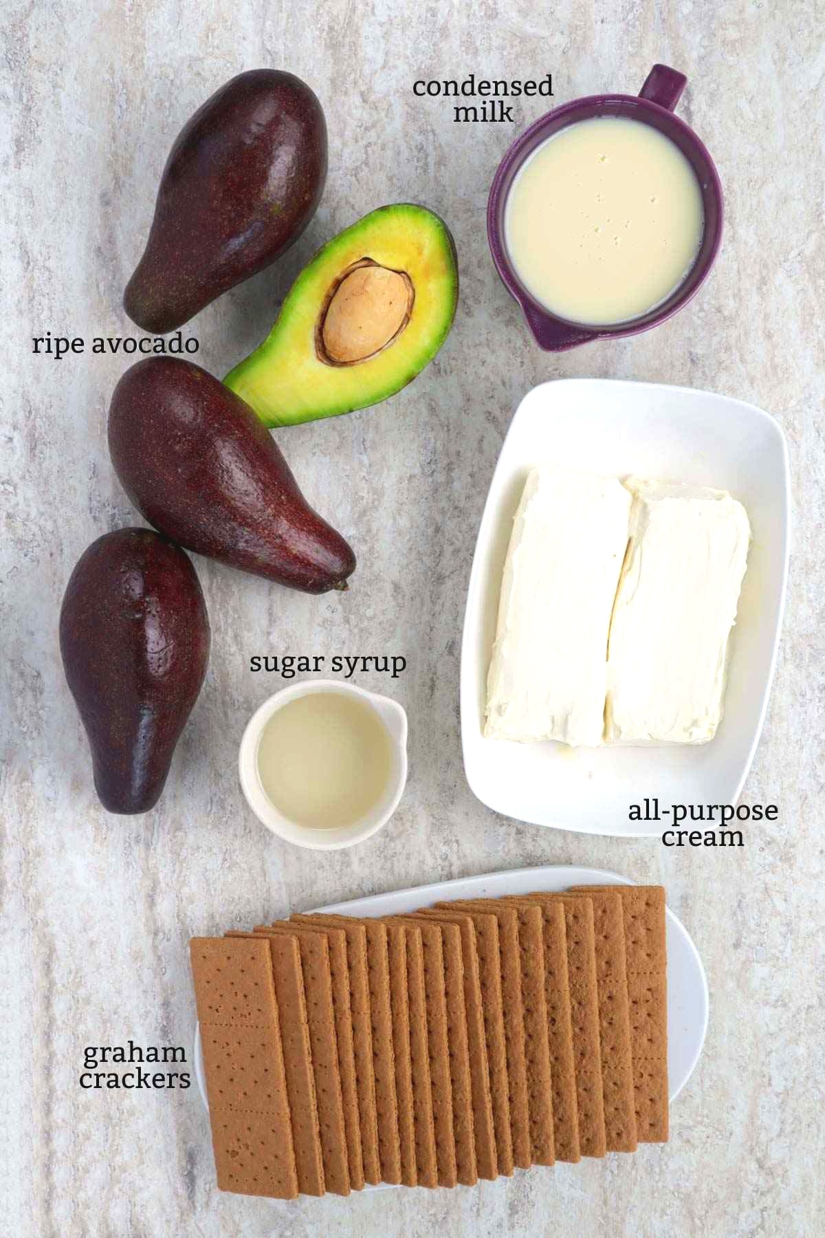 Ingredients for avocado float.