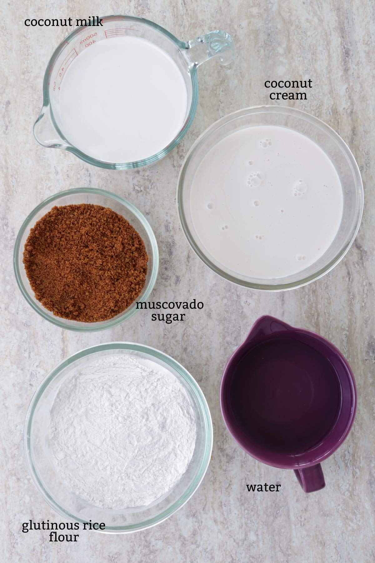 Ingredients for Kalamay Hati.