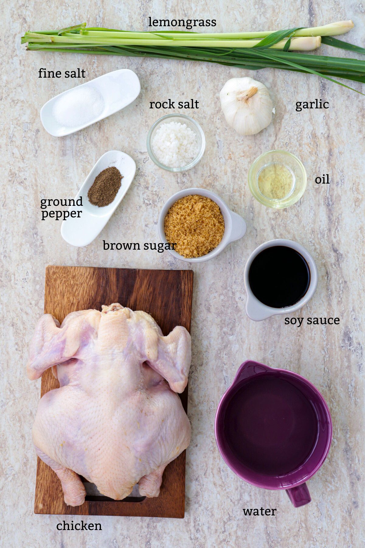 Ingredients for Lechon Manok.