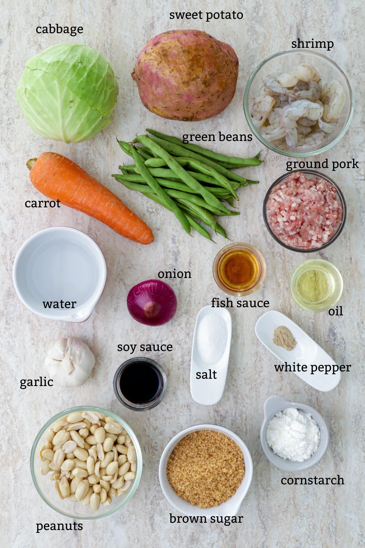 Ingredients for Lumpiang Hubad