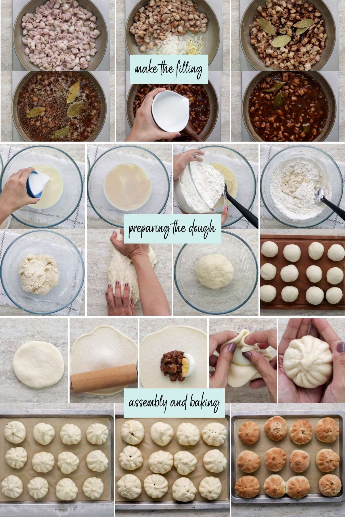 Steps in making Toasted Siopao.