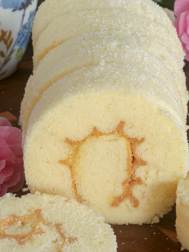 Pianono with margarine and sugar filling cut into serving portions.