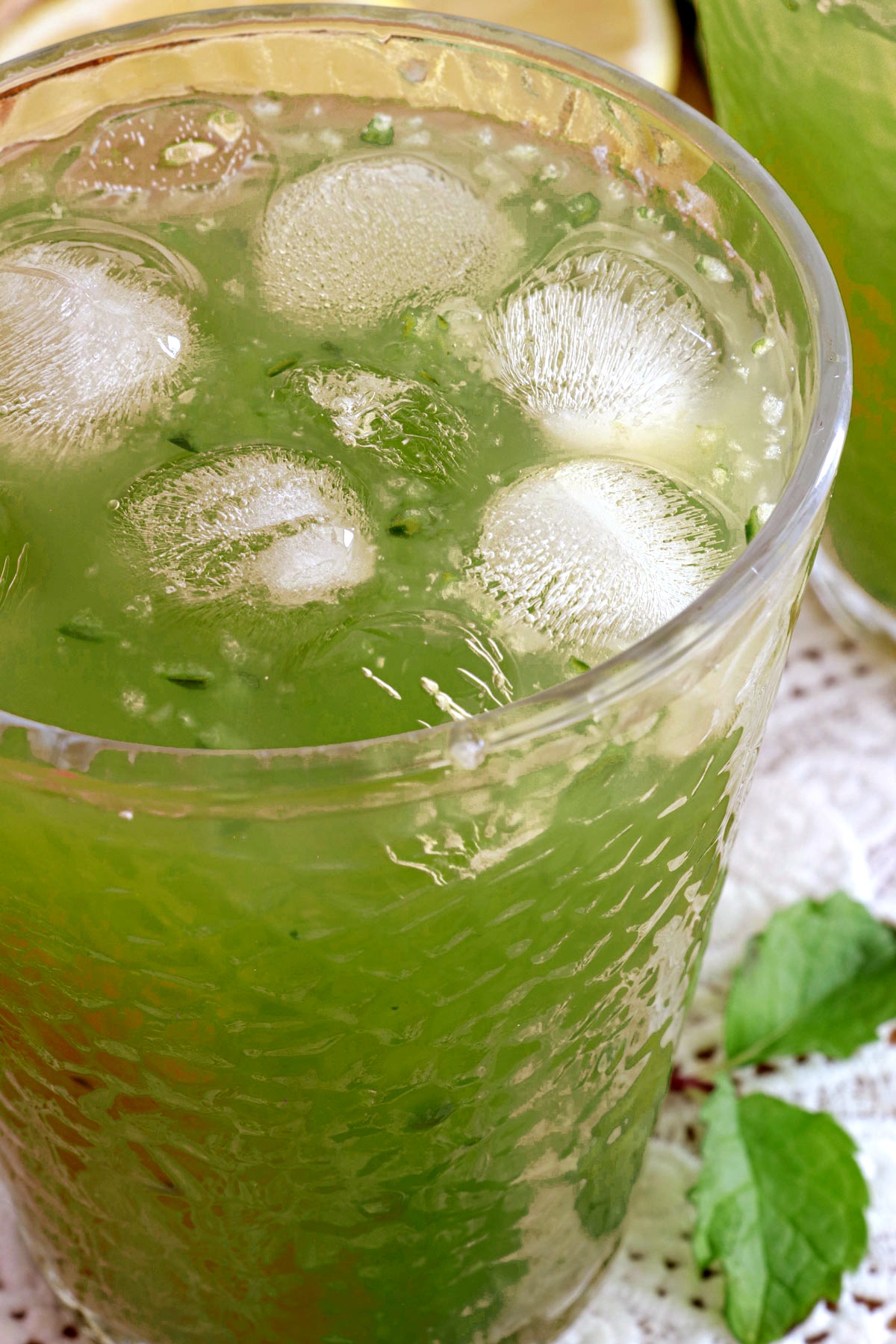 Cucumber juice served over ice.