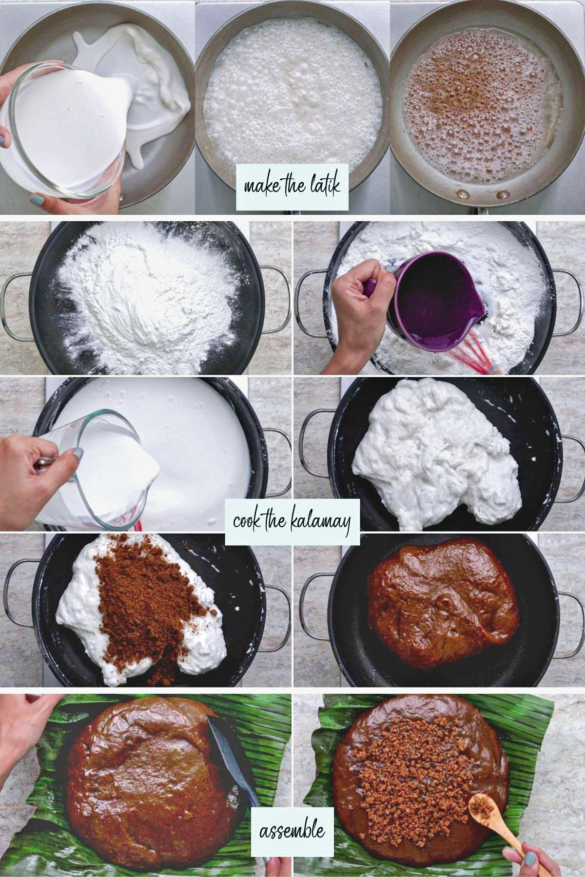 Photo of the process on how to make kalamay hati.